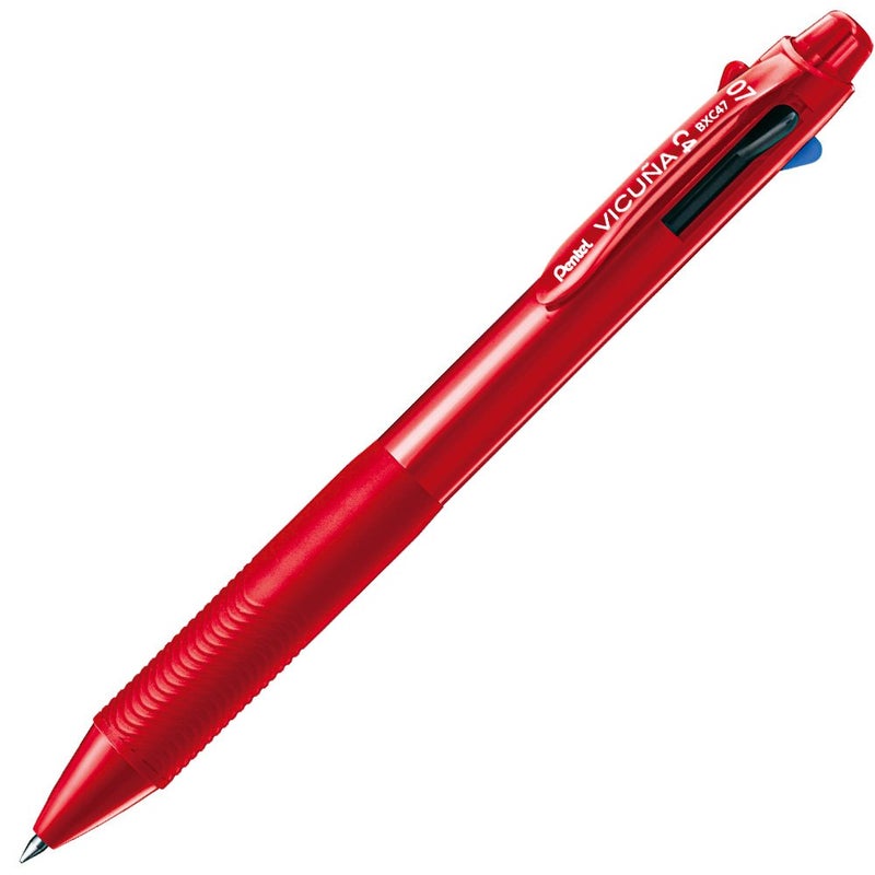 Pentel Ballpoint Pen Vicuna, Fine, Black, Red, Blue, Green, Red (BXC47B) - Image 1